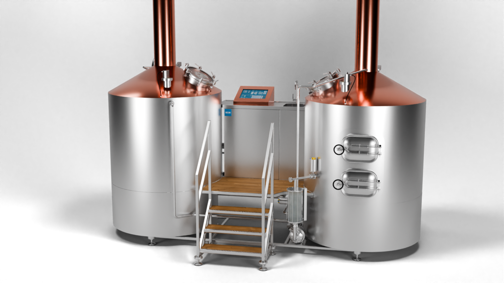 Craft Compact Brewing System made of stainless steel with conical copper dome